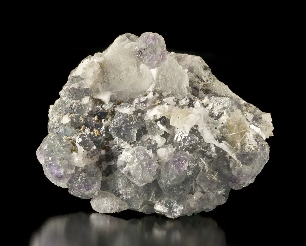 Fluorite, Calcite, Heulandite and Pyrite image
