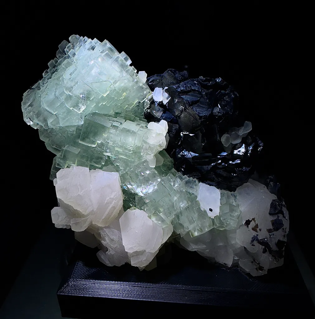 Fluorite, Calcite, Sphalerite  from Russia, Primorsky Krai, 2nd Sovetskii Mine image