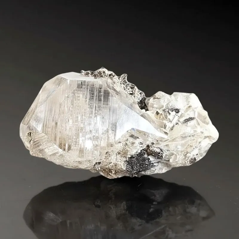 Fluorite (Clear) & Calcite w/ Axinite image