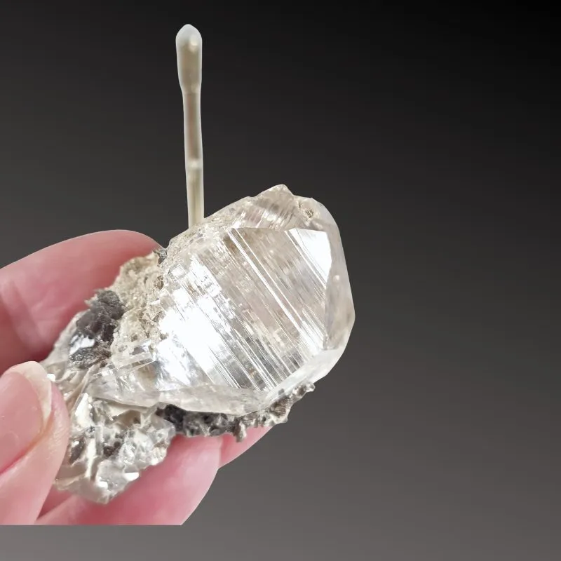 Fluorite (Clear) & Calcite w/ Axinite - image 3