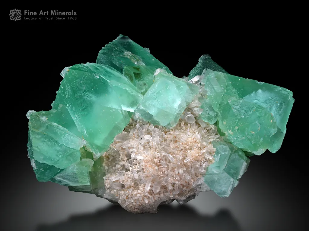Fluorite cluster on Matrix from China image