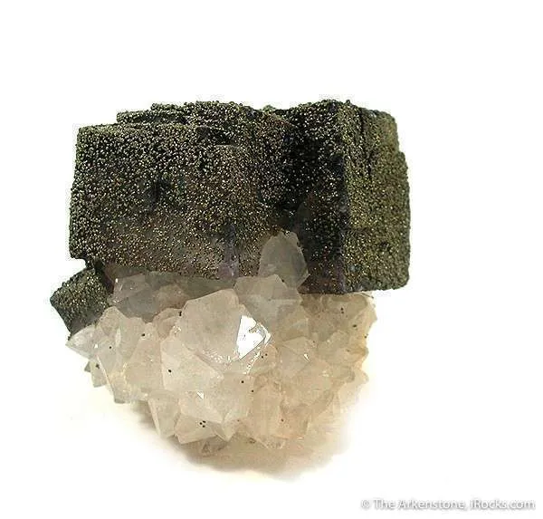 Fluorite Coated With Pyrite on Quartz image