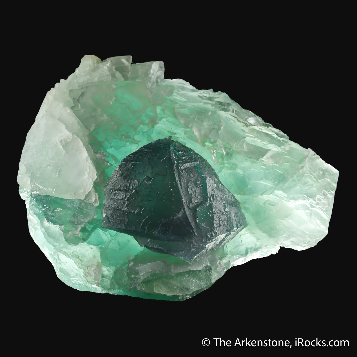 Fluorite (curved crystal habit) on Fluorite - image 4