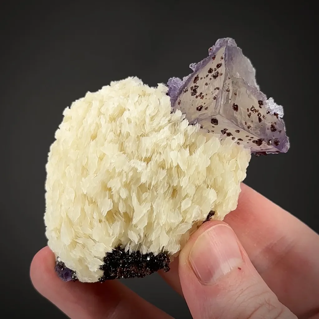 Fluorite (etched corner) on Baryte with Sphalerite image