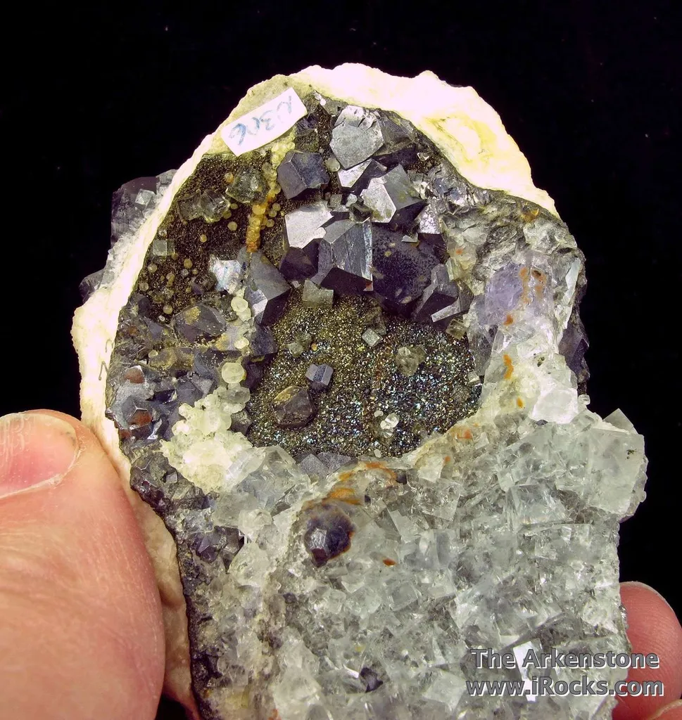 Fluorite (fl) on Fluorite (fl), with Galena and Marcasite - image 3