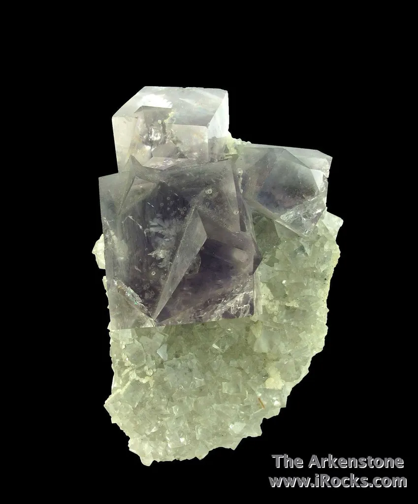 Fluorite (fl) on Fluorite (fl), with Galena and Marcasite image