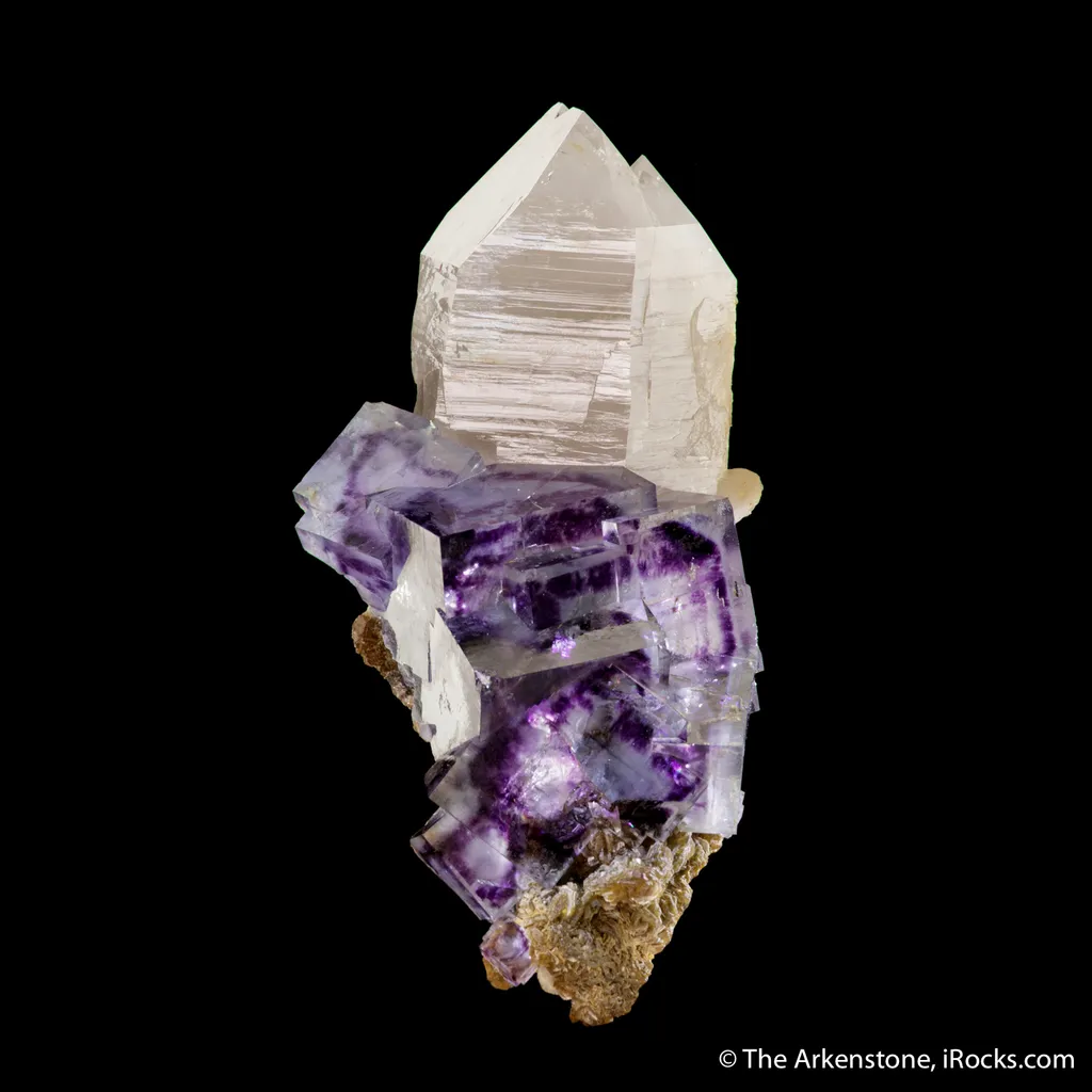 Fluorite (fluorescent) on Quartz image