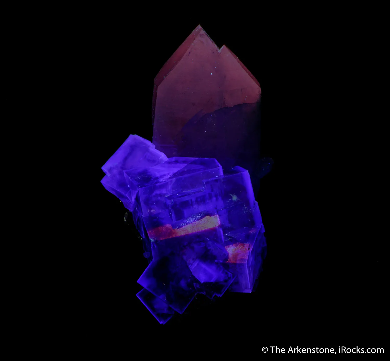 Fluorite (fluorescent) on Quartz - image 5