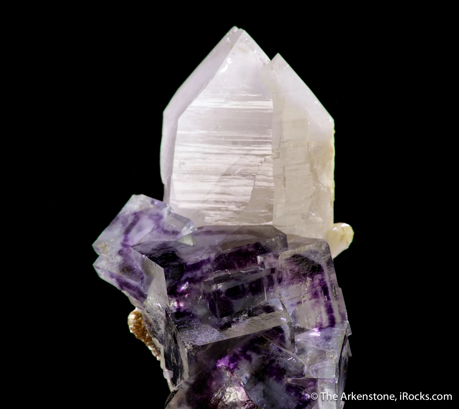 Fluorite (fluorescent) on Quartz - image 6