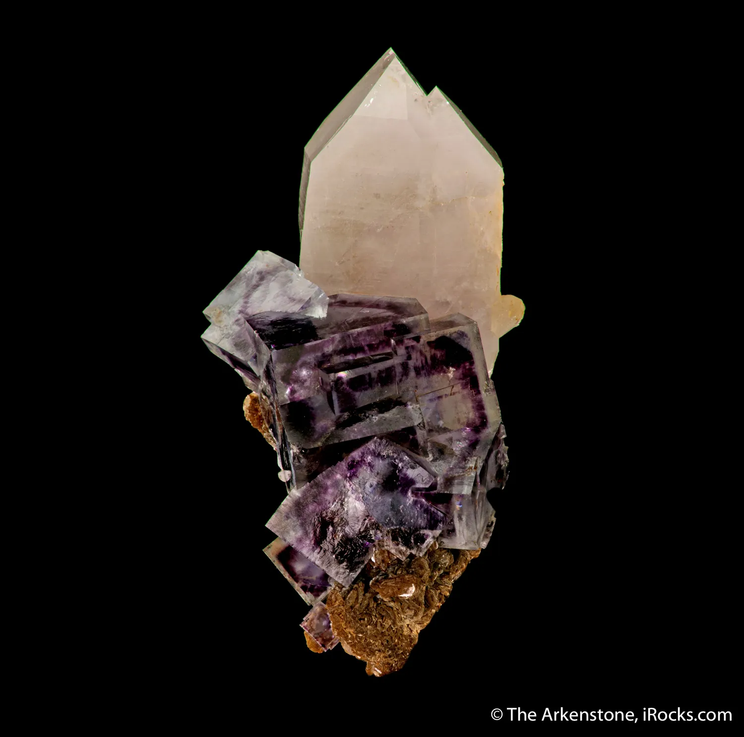 Fluorite (fluorescent) on Quartz - image 4
