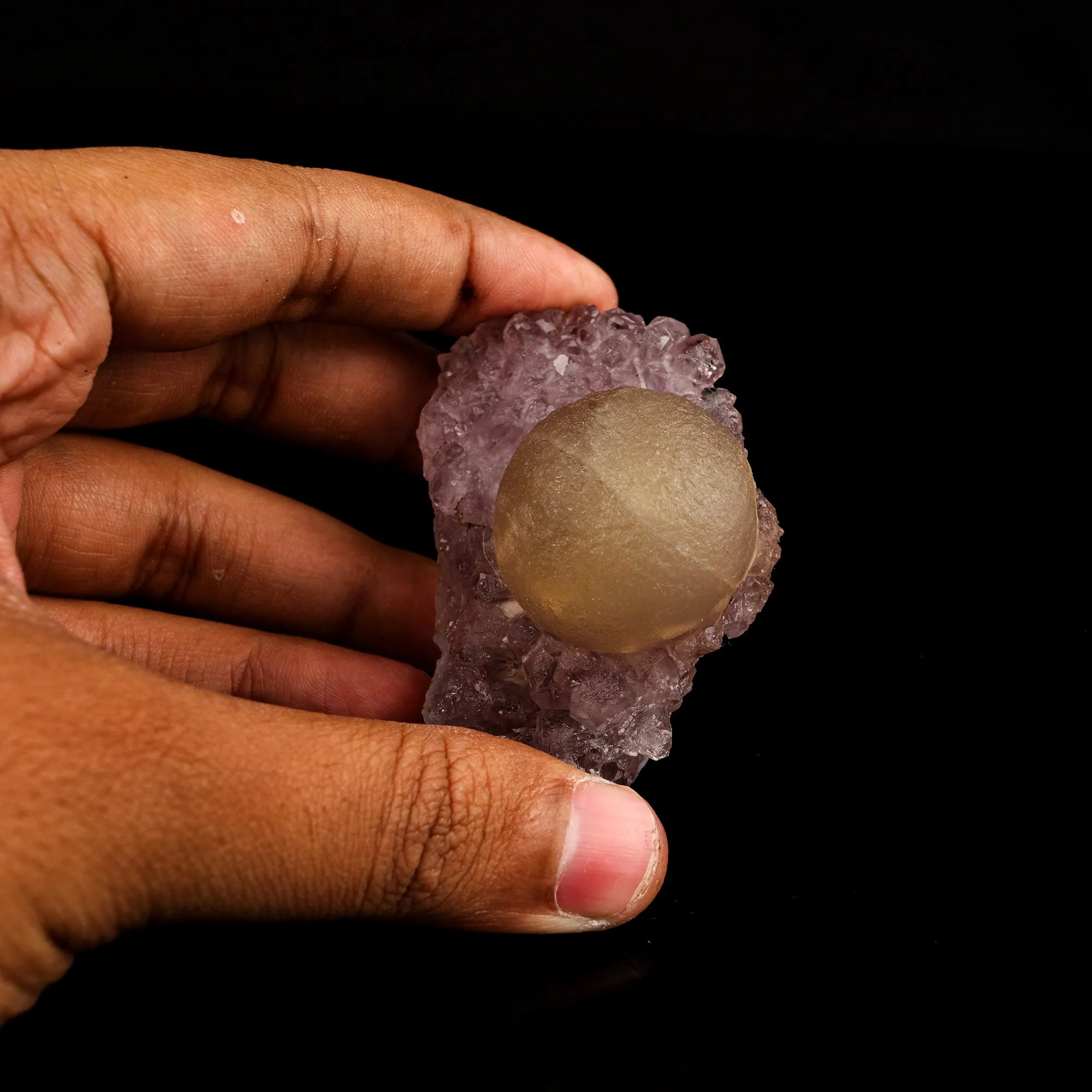 Fluorite Huge Ball on Amethyst Very Rare Natural Mineral Specimen - image 4