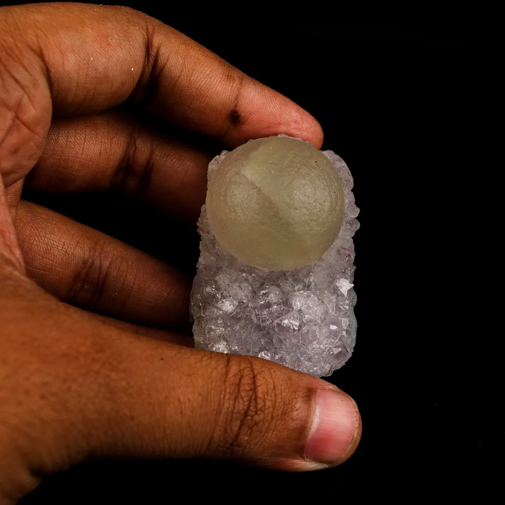Fluorite Huge Ball on Amethyst Very Rare Natural Mineral Specimen - image 4