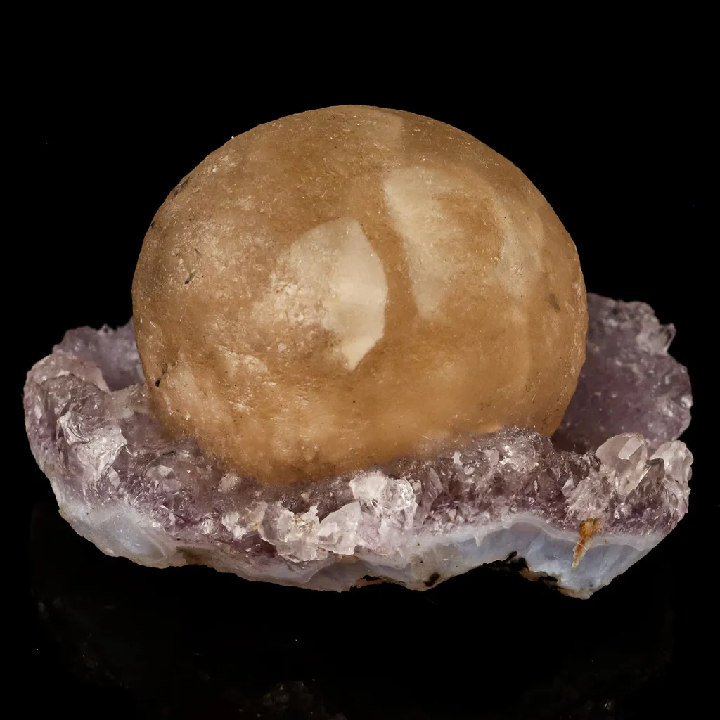 Fluorite Huge Ball on Amethyst Very Rare Natural Mineral Specimen image