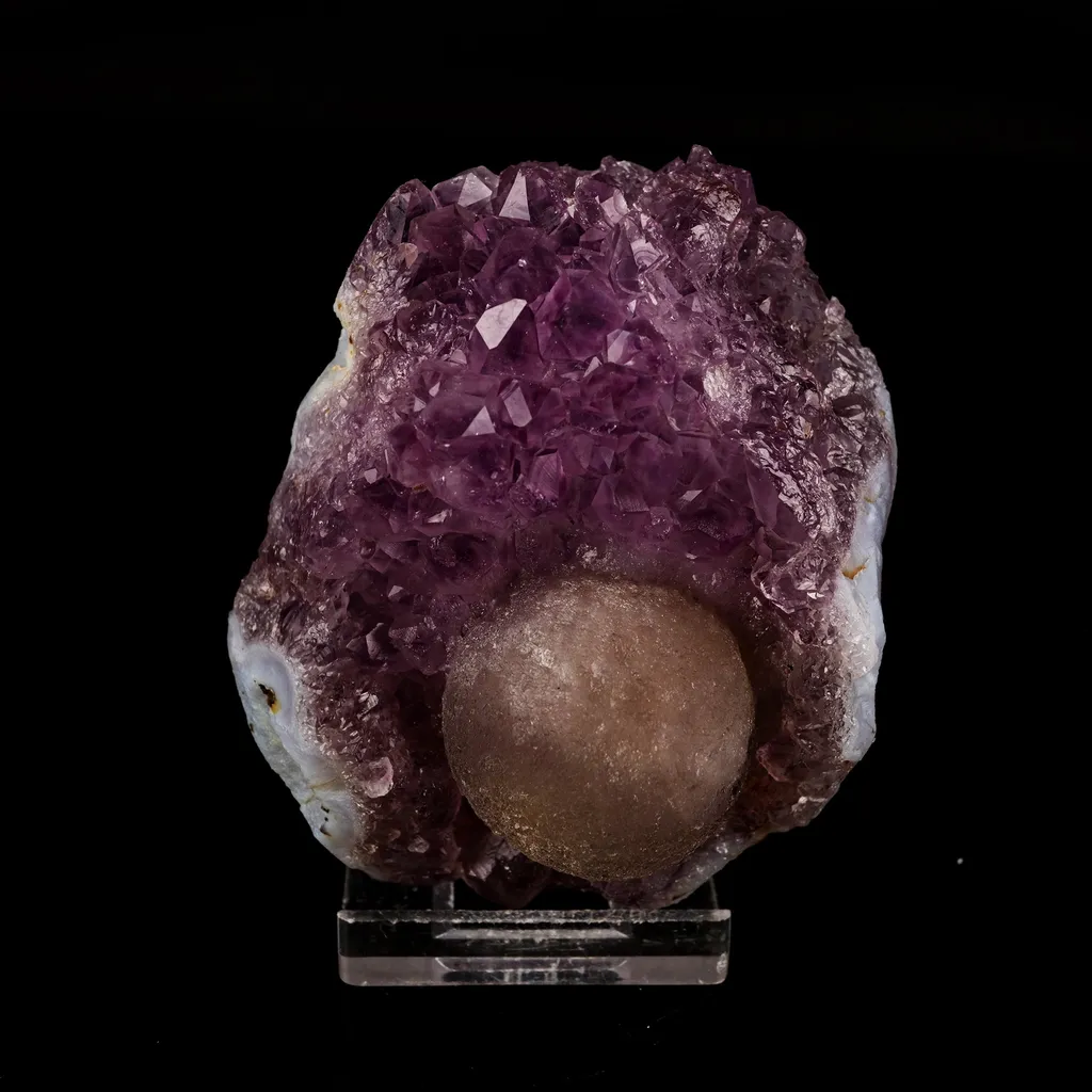 Fluorite Huge Ball on Amethyst Very Rare Natural Mineral Specimen image