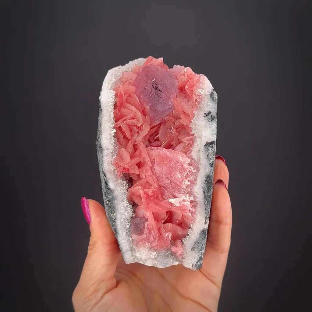 Fluorite in Rhodochrosite pocket image