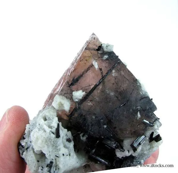 Fluorite Included By Schorl, on Albite - image 3