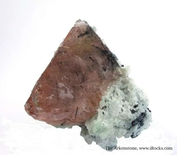 Fluorite Included By Schorl, on Albite - image 2