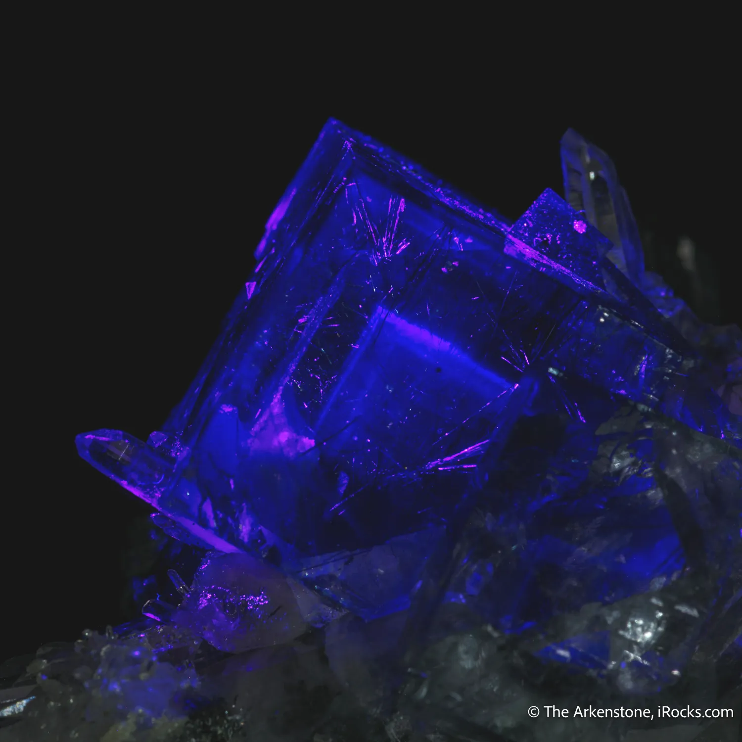 Fluorite included with Bismuthinite on Quartz - image 6