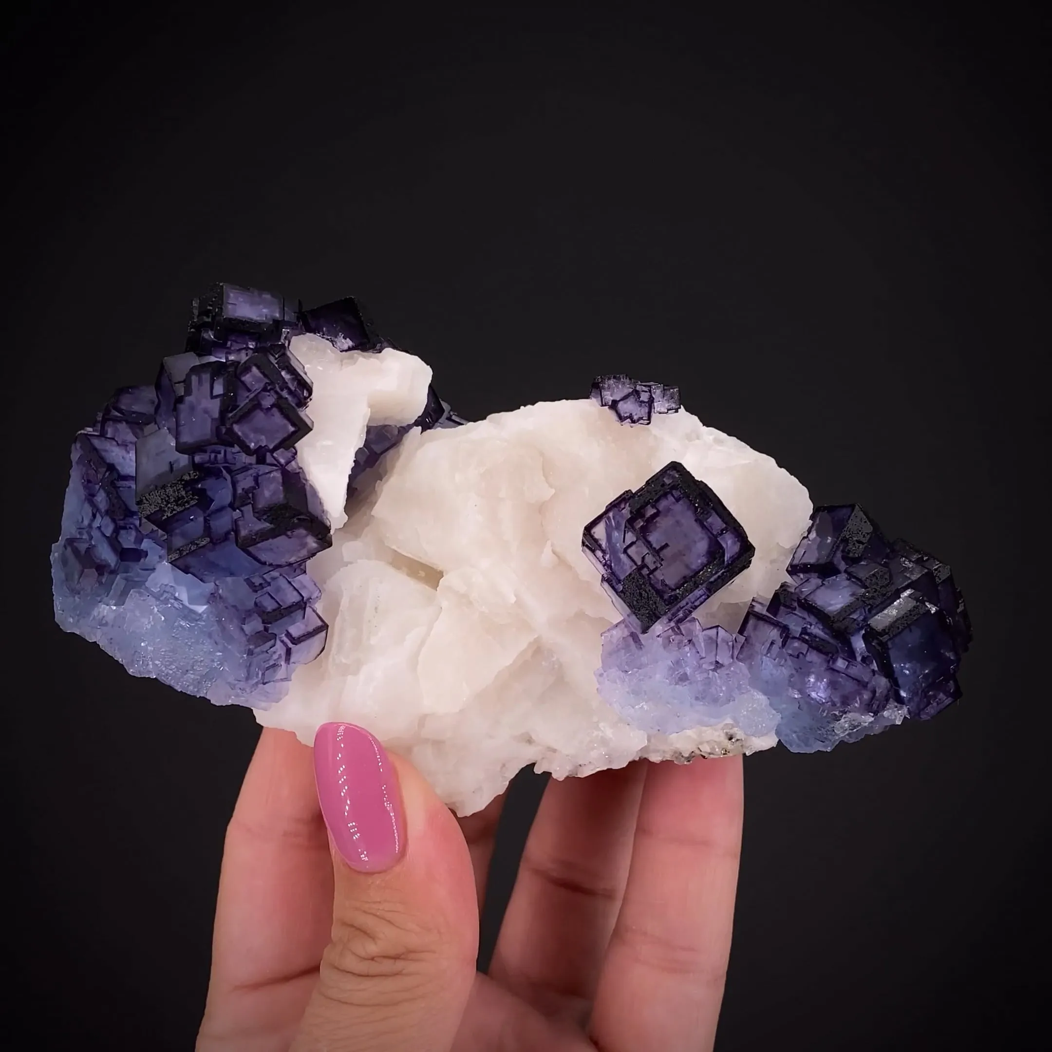 Fluorite on Calcite (1974 pocket) - image 2
