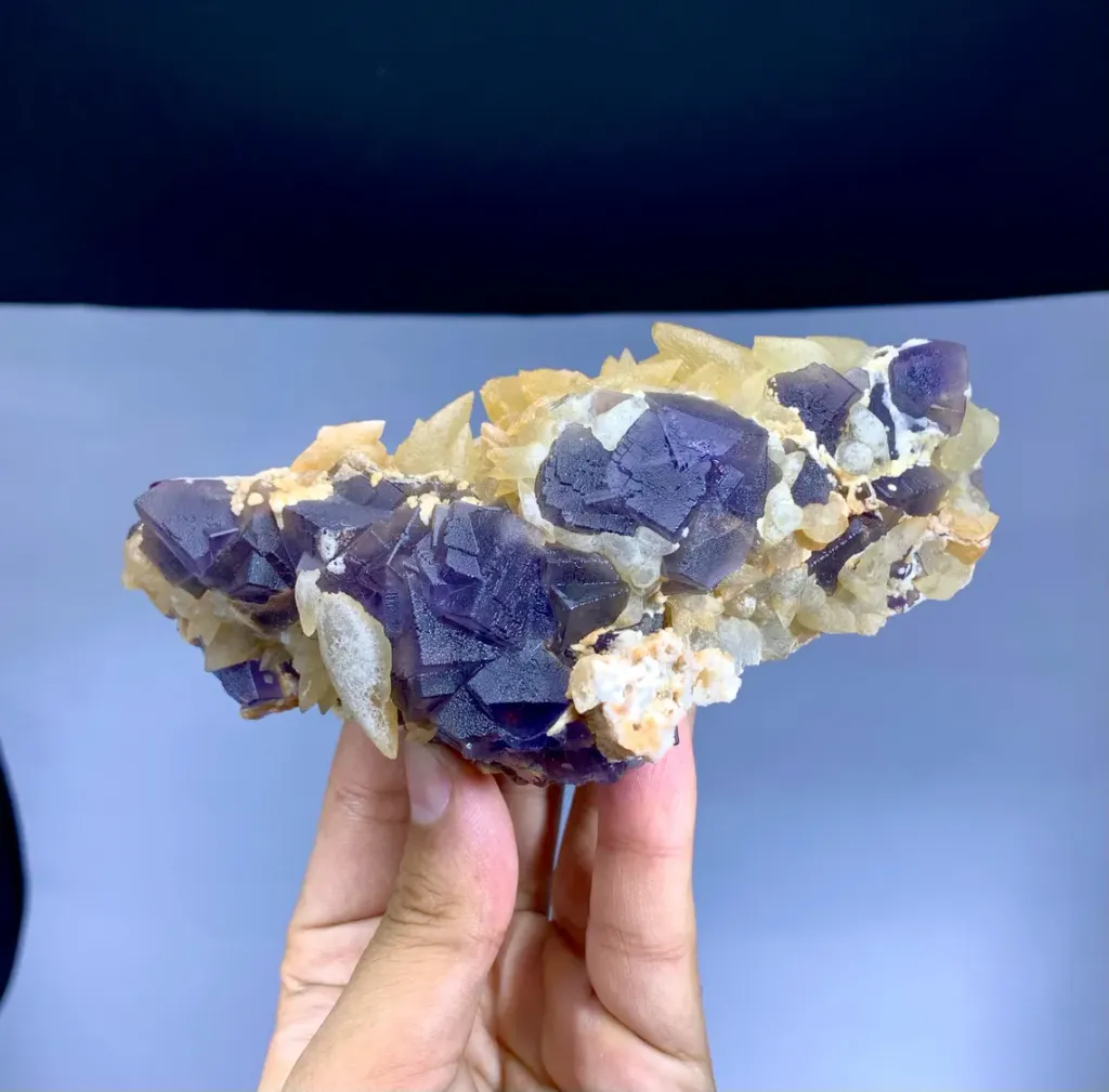 Fluorite on Calcite from Pakistan - image 5