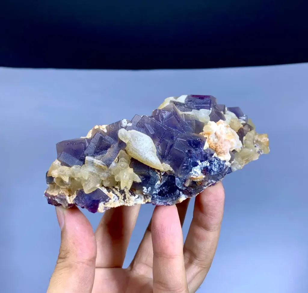 Fluorite on Calcite from Pakistan - image 3