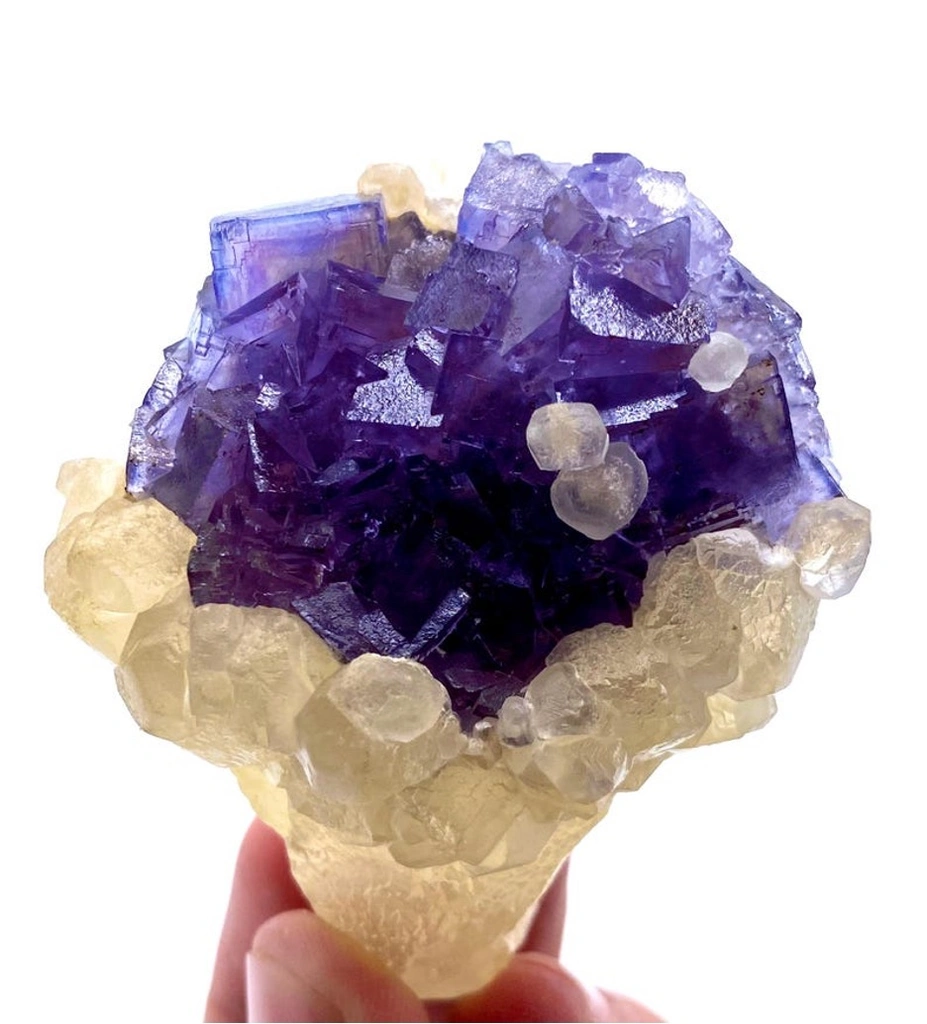 Fluorite on Calcite (The Ice Cream Cone) image