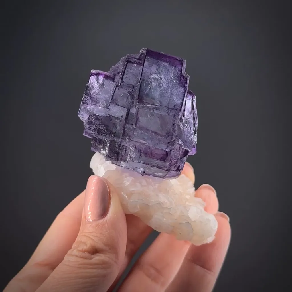 Fluorite on Calcite var. Manganoan - image 2