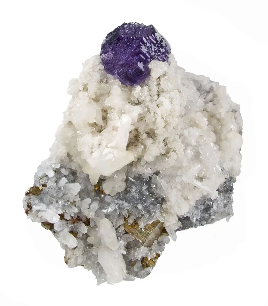 Fluorite on Calcite With Dolomite - image 4