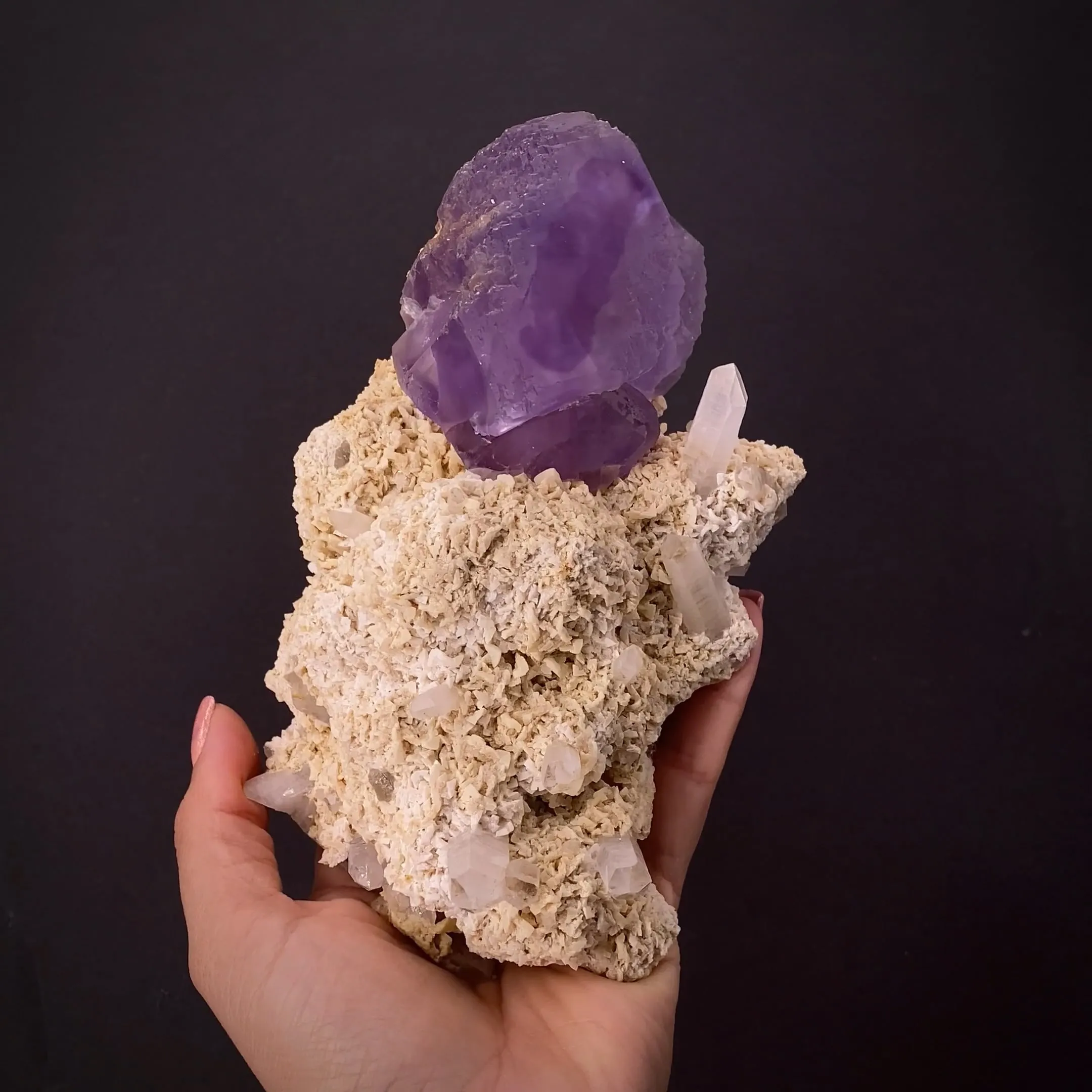 Fluorite on Dolomite and Quartz - image 2
