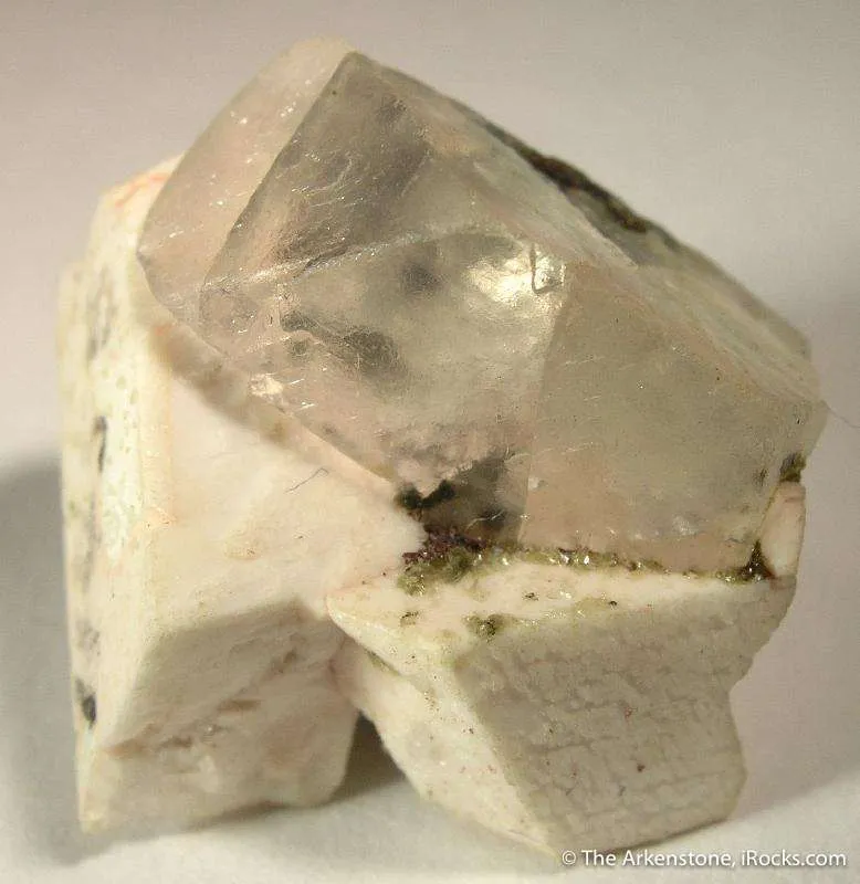 Fluorite on Feldspar (Baveno Twins) image