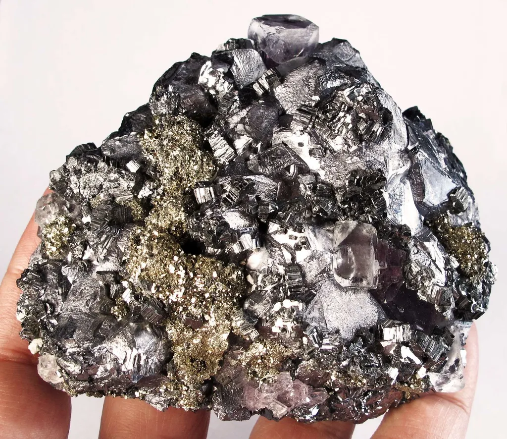 Fluorite on Galena With Bournonite and Pyrite - image 5