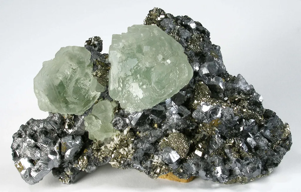 Fluorite on Galena With Pyrite Ps Pyrrhotite image