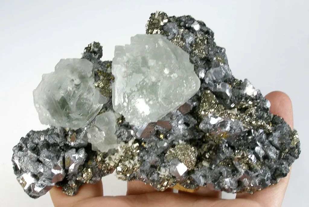 Fluorite on Galena With Pyrite Ps Pyrrhotite - image 6