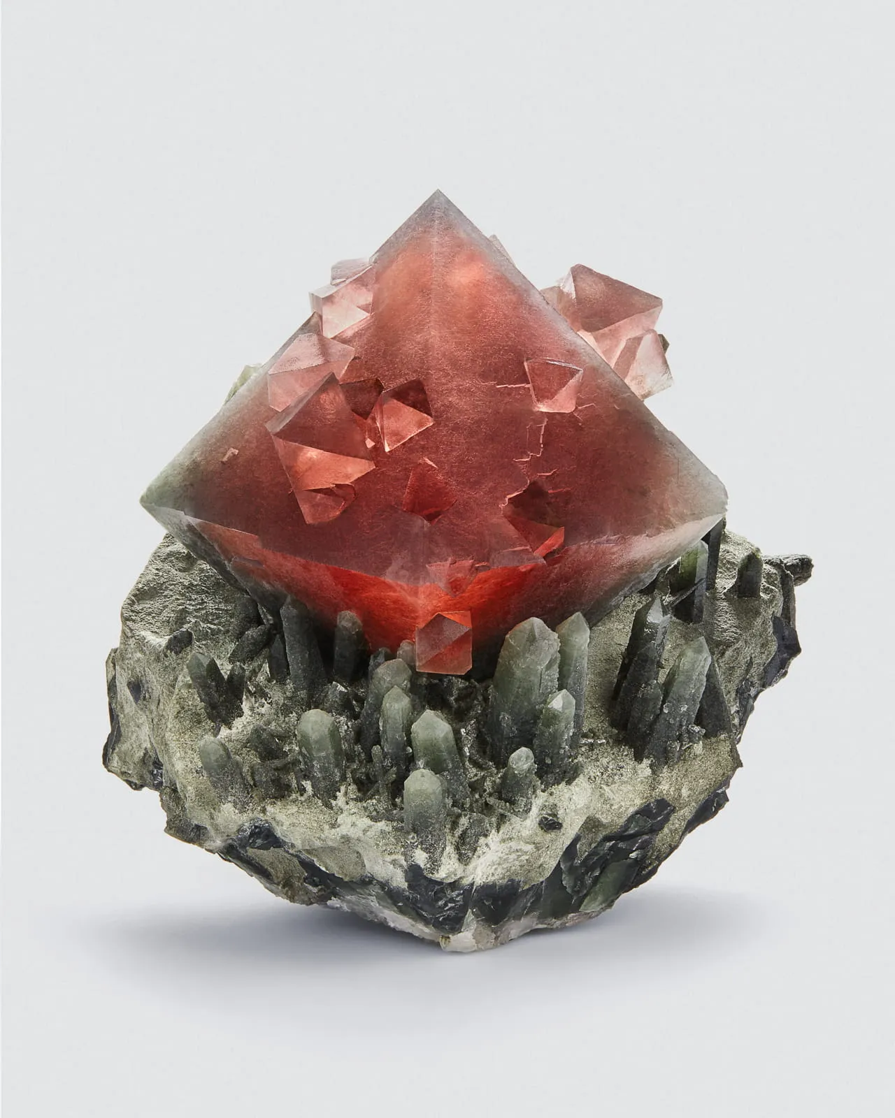 Fluorite on Hedenbergite Quartz, Huanggang Mine, Inner Mongolia, China - image 1