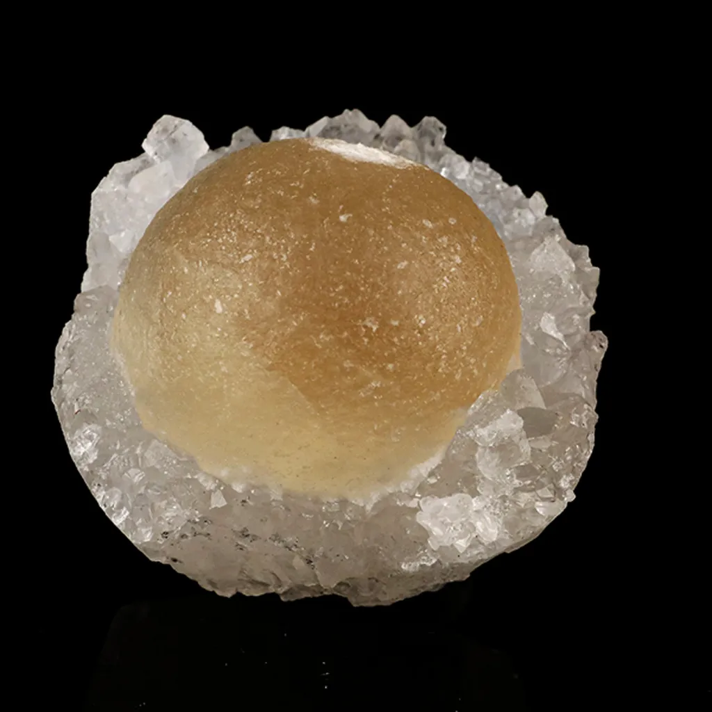 Fluorite on MM Quartz geode Natural Mineral Specimen image