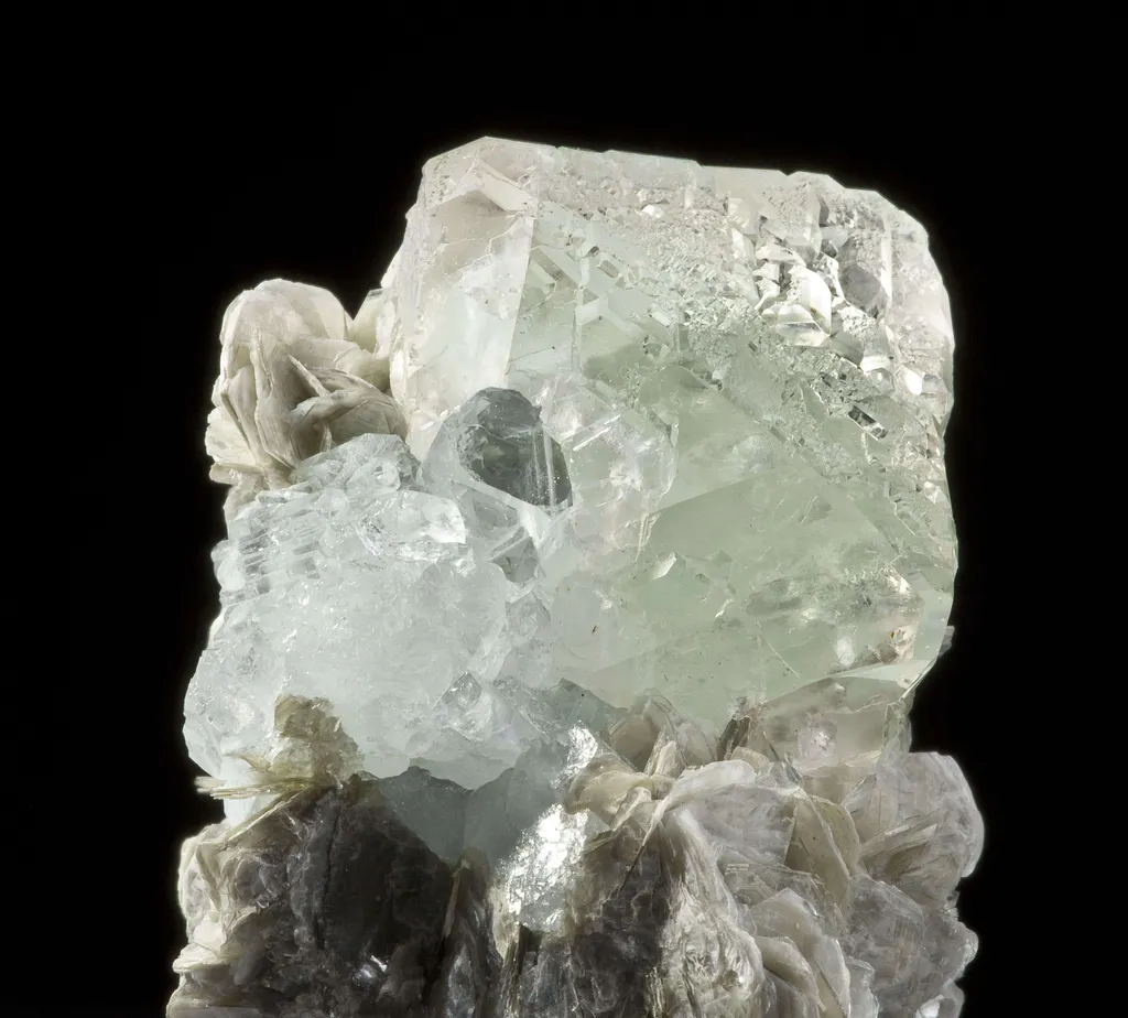Fluorite on Muscovite With Aquamarine - image 4