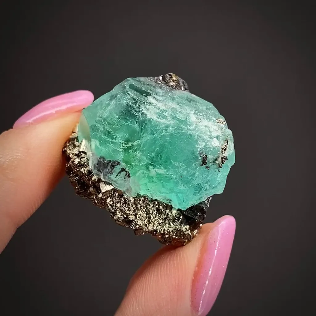 Fluorite on Pyrite image