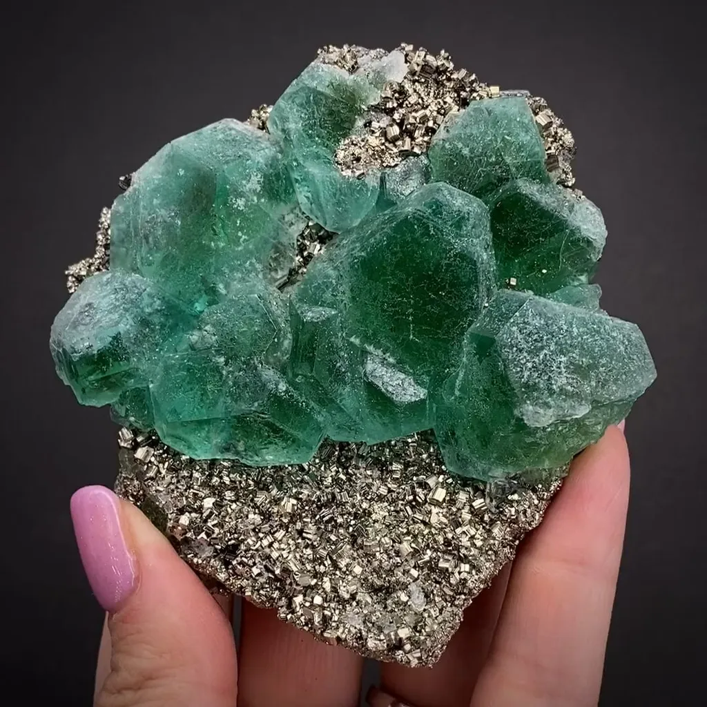 Fluorite on Pyrite - image 2
