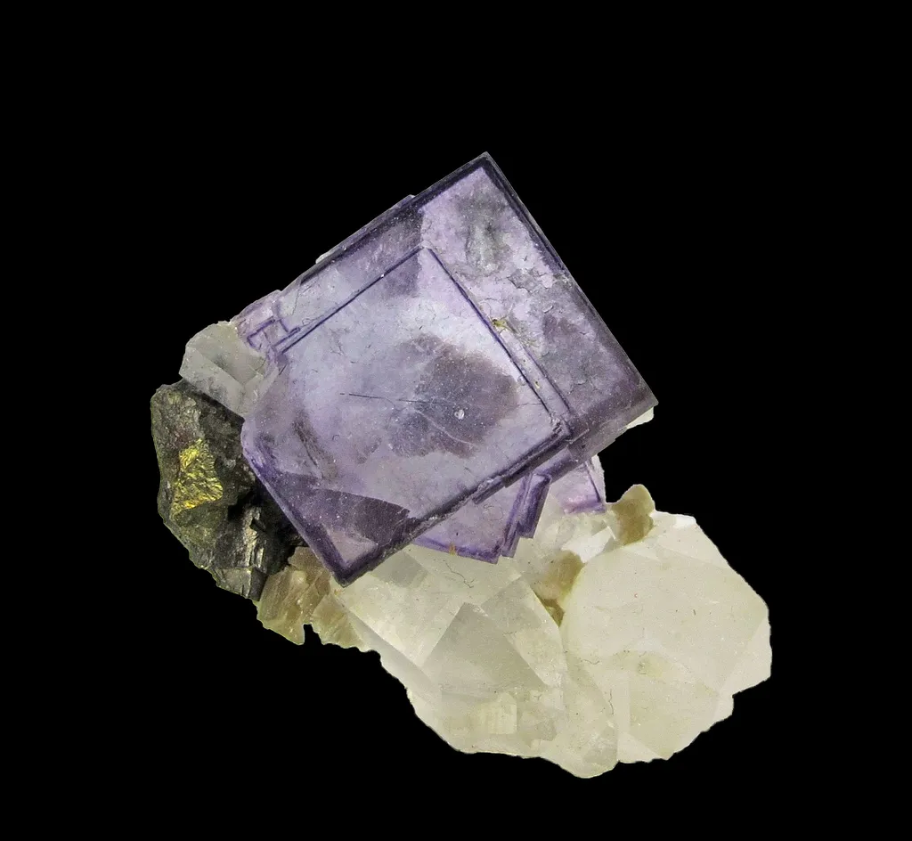 Fluorite on Quartz, with Arsenopyrite and Pyrite - image 2