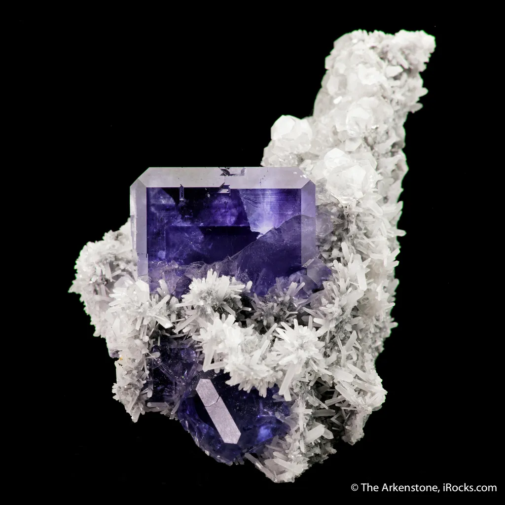 Fluorite on Quartz with Calcite image
