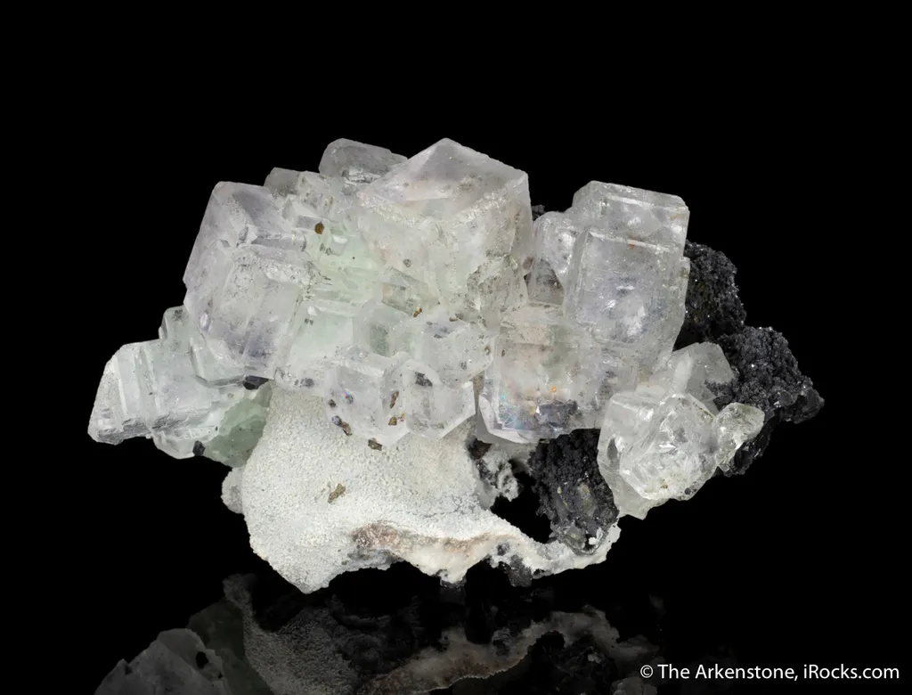Fluorite on Quartz with Galena and Chalcopyrite image