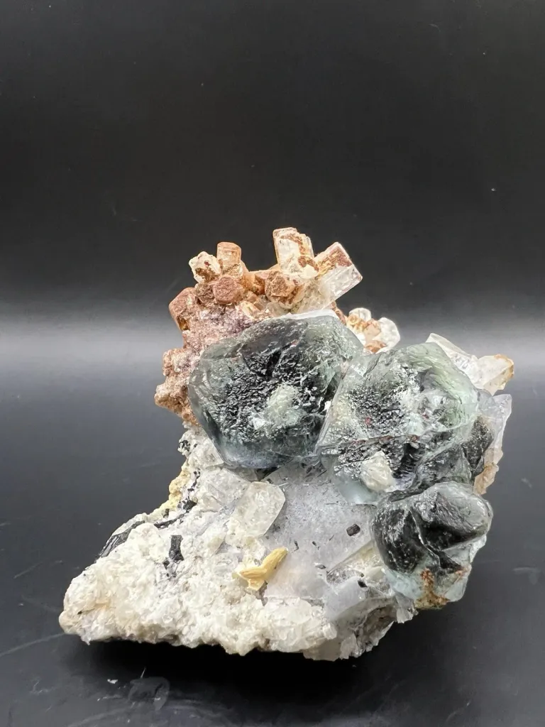 Fluorite on Quartz with Goshenite Beryl - Namibia - 10114 image