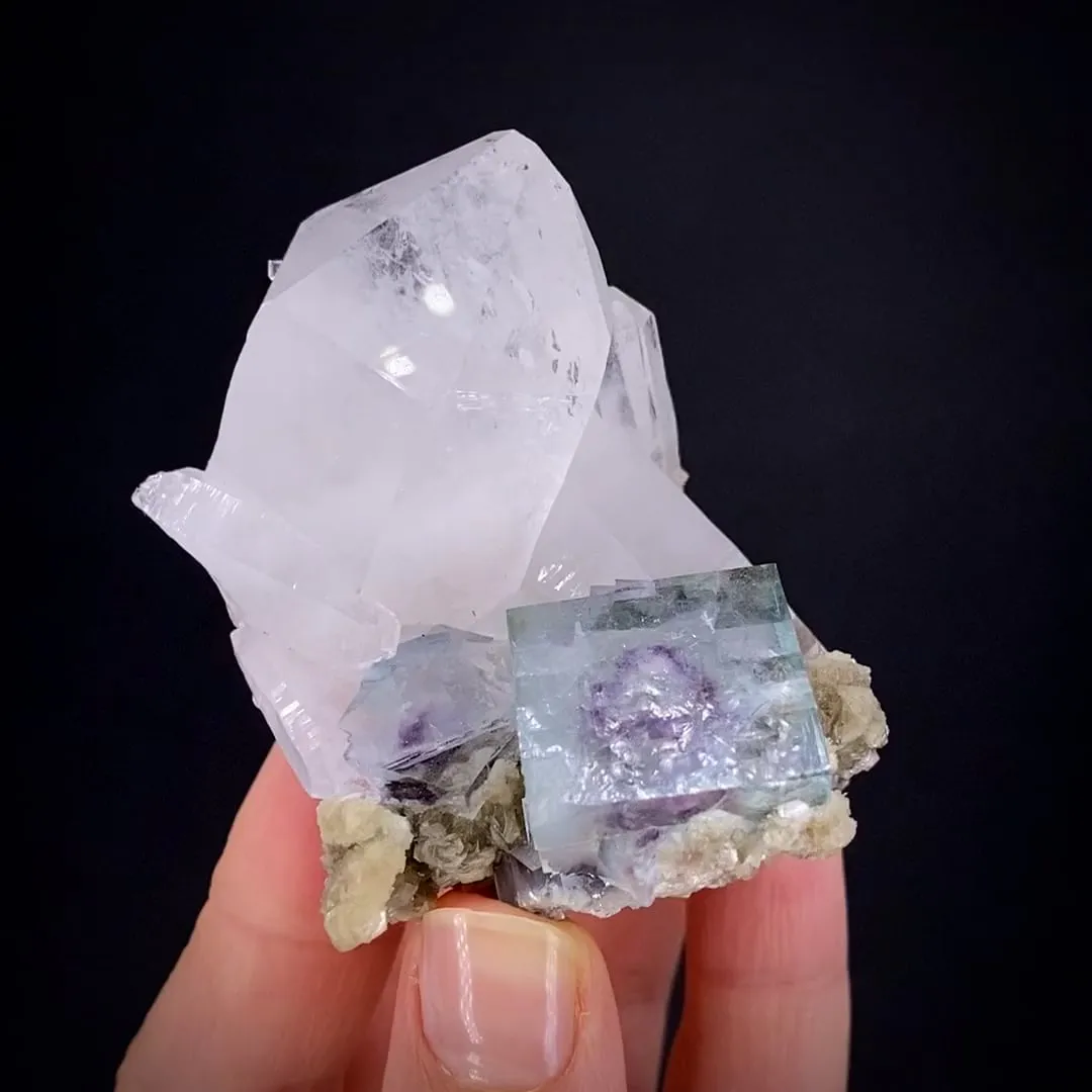 Fluorite on Quartz with Muscovite - image 1