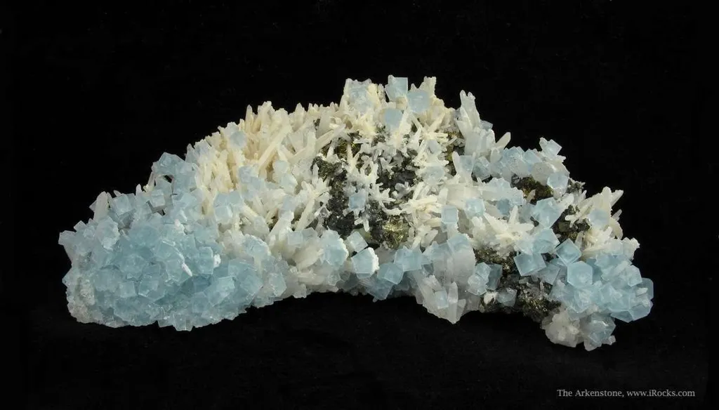 Fluorite on Quartz, With Pyrite image