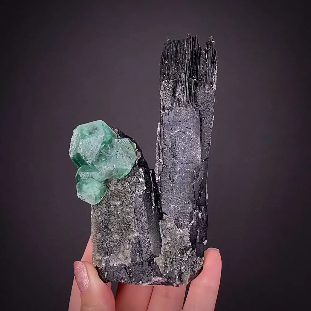 Fluorite on Schorl - image 1