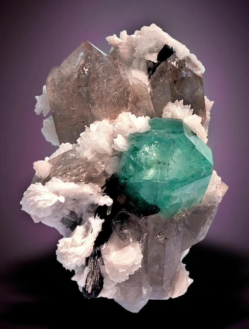 Fluorite, Quartz, Albite, Elbaite - image 1
