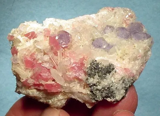 Fluorite, Rhodochrosite, Quartz image