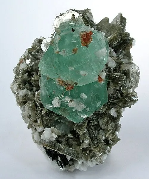 Fluorite, Spessartine, Albite (Var: Cleavelandite), Muscovite - image 1