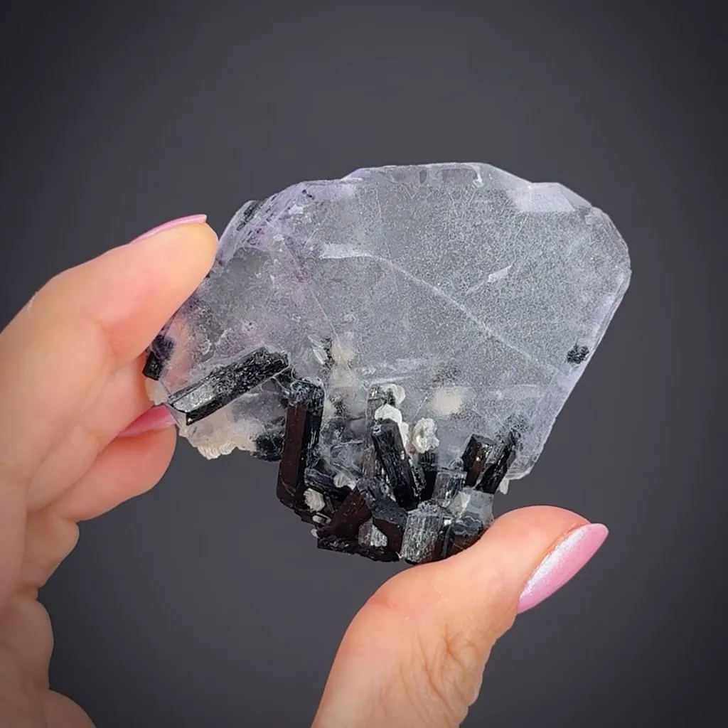 Fluorite (Spinel Twinned) with Tourmaline