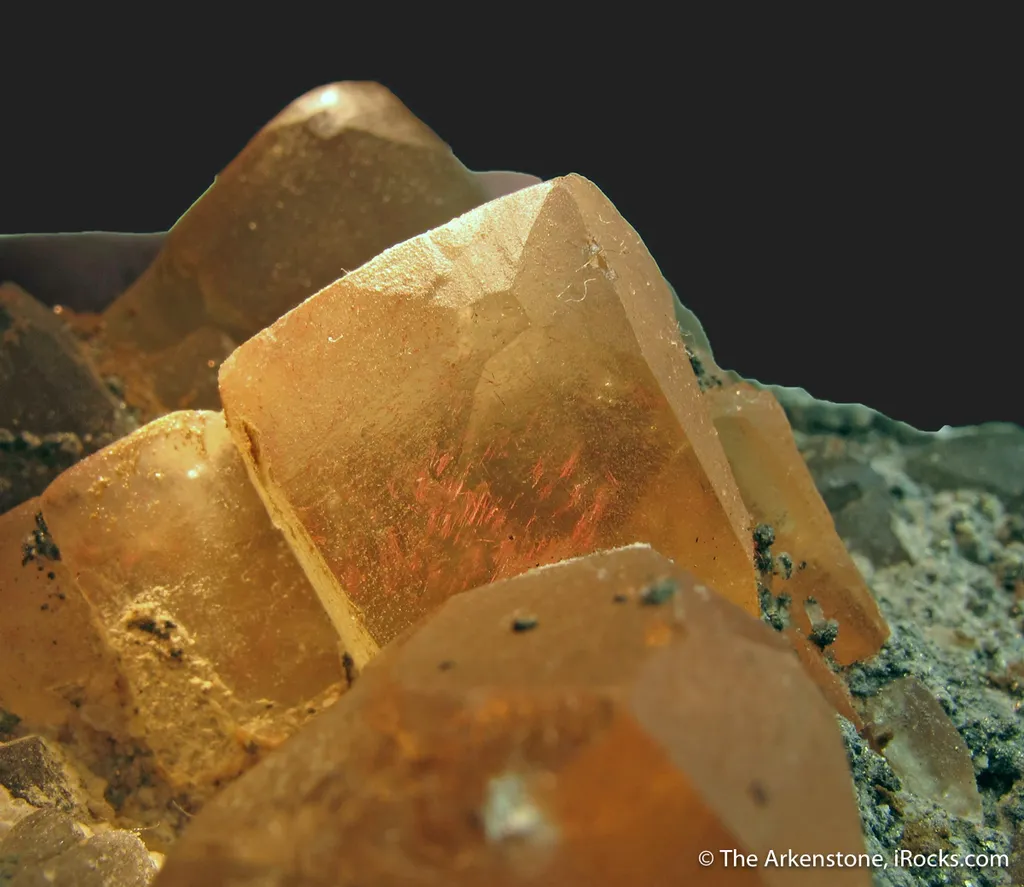Fluorite (twinned) included by Cinnabar, with Pyrite - illustrated - image 4
